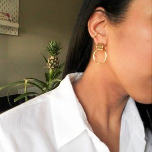 Jenny Bird Faye Knockers Hoop Gold Earrings - NWOT